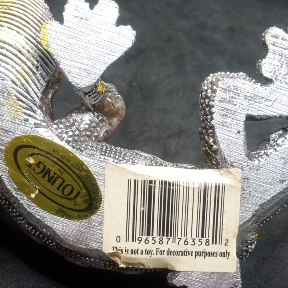 Gray and Gold Reptile Figurine with Sparkling Gems - Picture 4 of 16